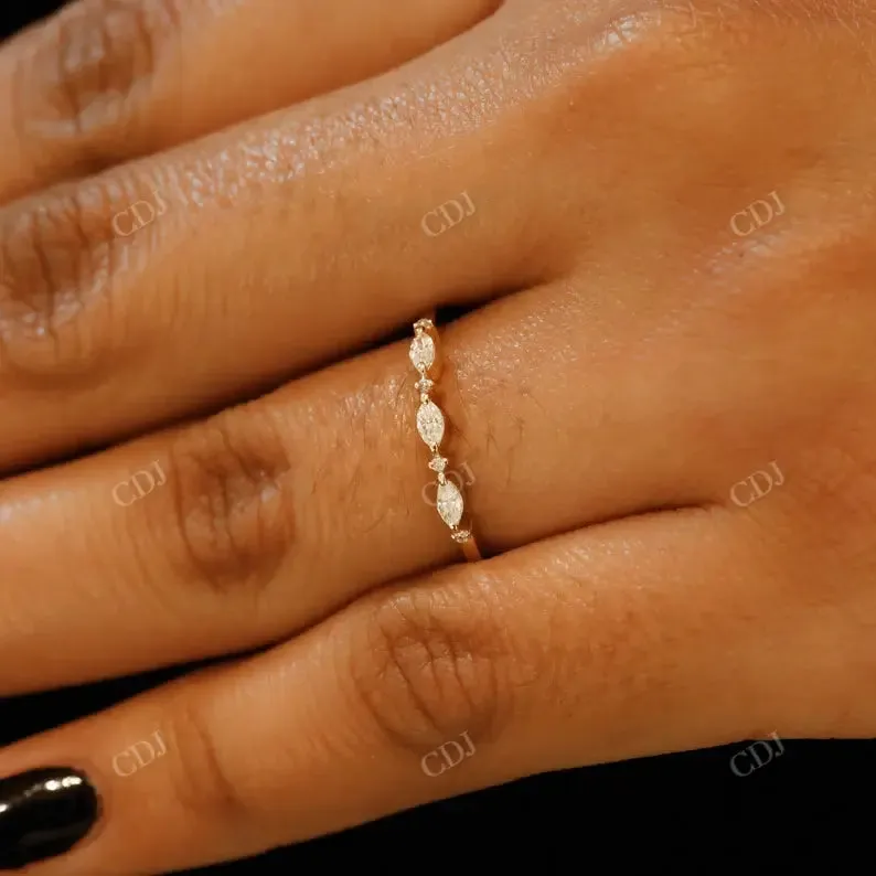 0.16CTW Round And Marquise Cut Lab Grown Diamond Wedding Band