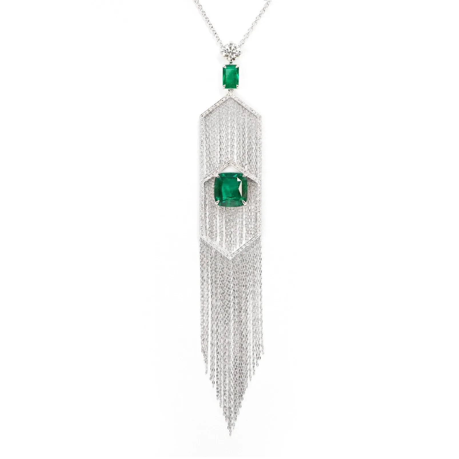 5.23 / 1.34 cts Emerald with Diamond Necklace
