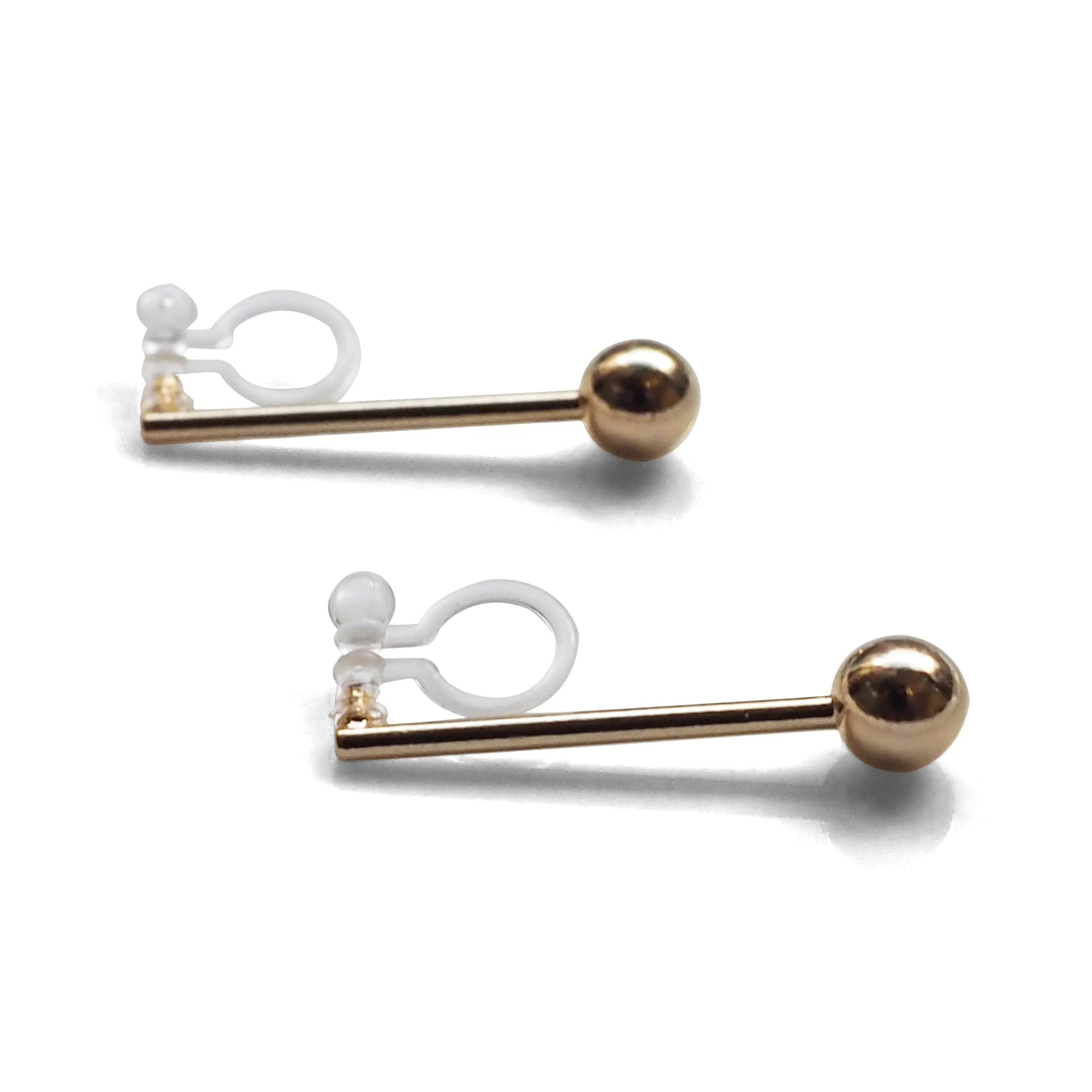 Ball invisible clip on stud earrings ( Gold tone )