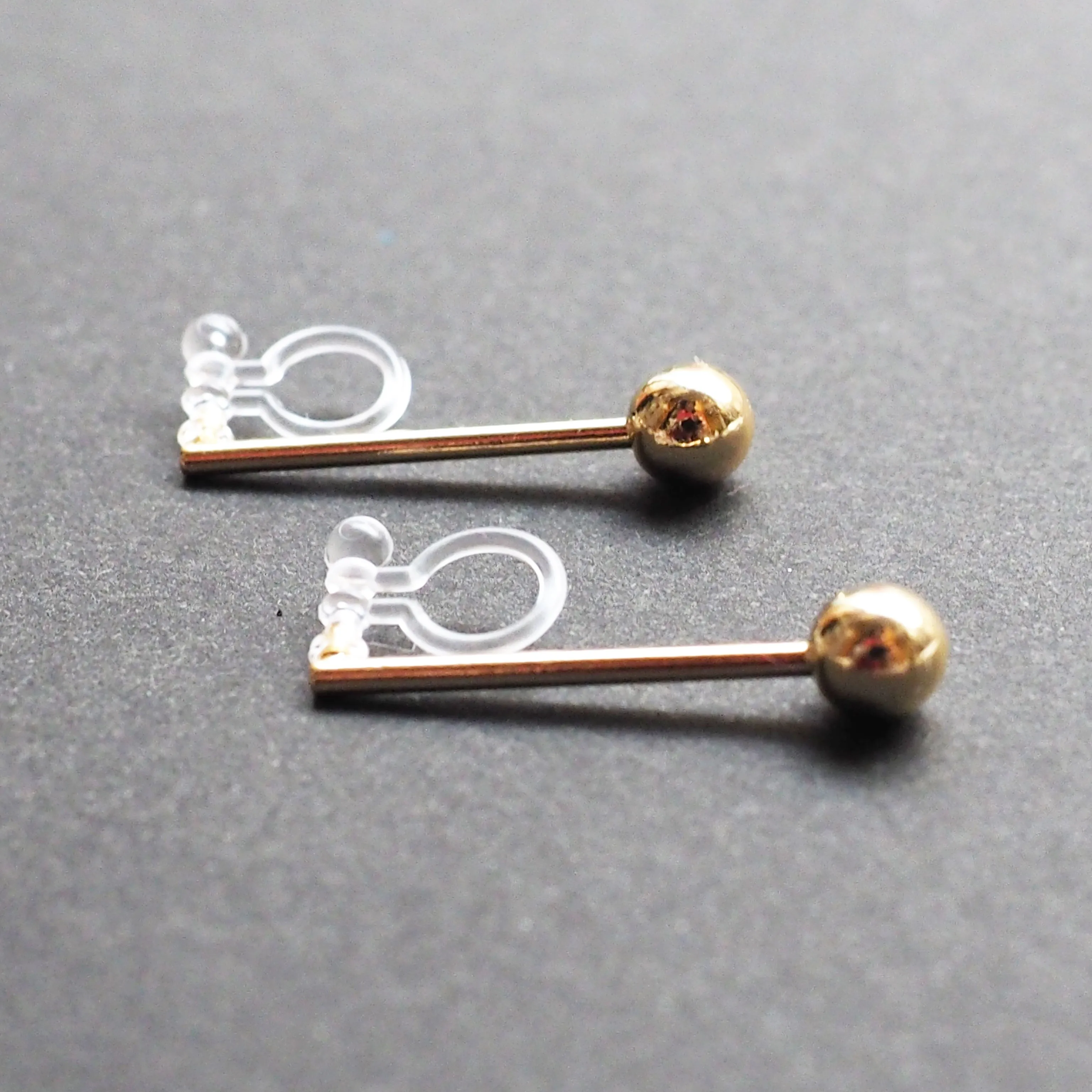 Ball invisible clip on stud earrings ( Gold tone )