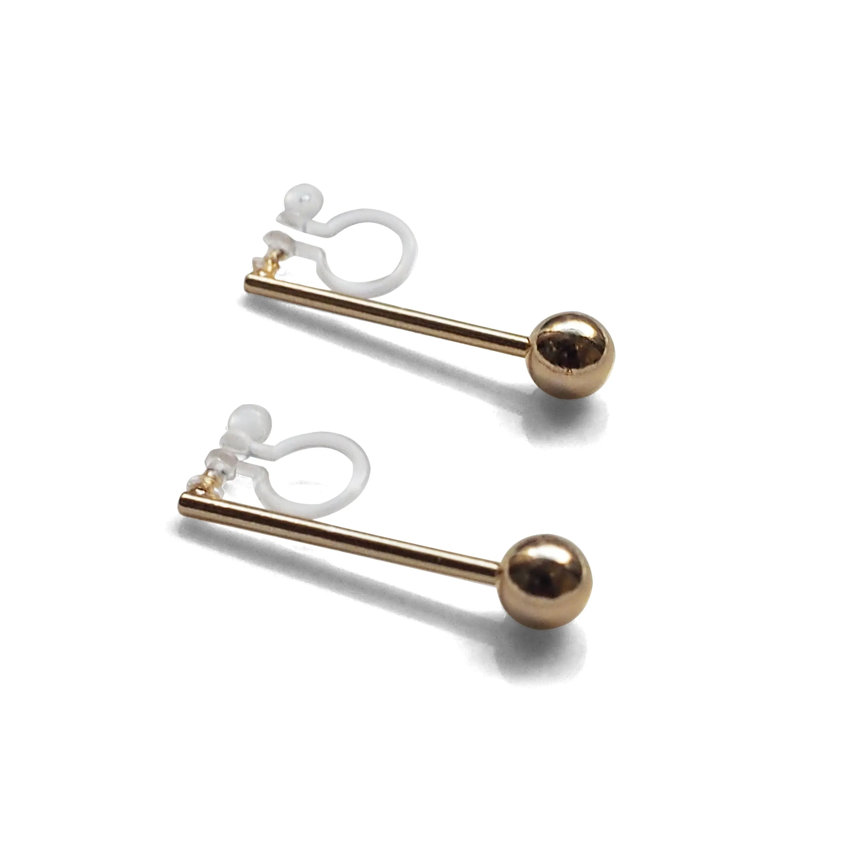 Ball invisible clip on stud earrings ( Gold tone )