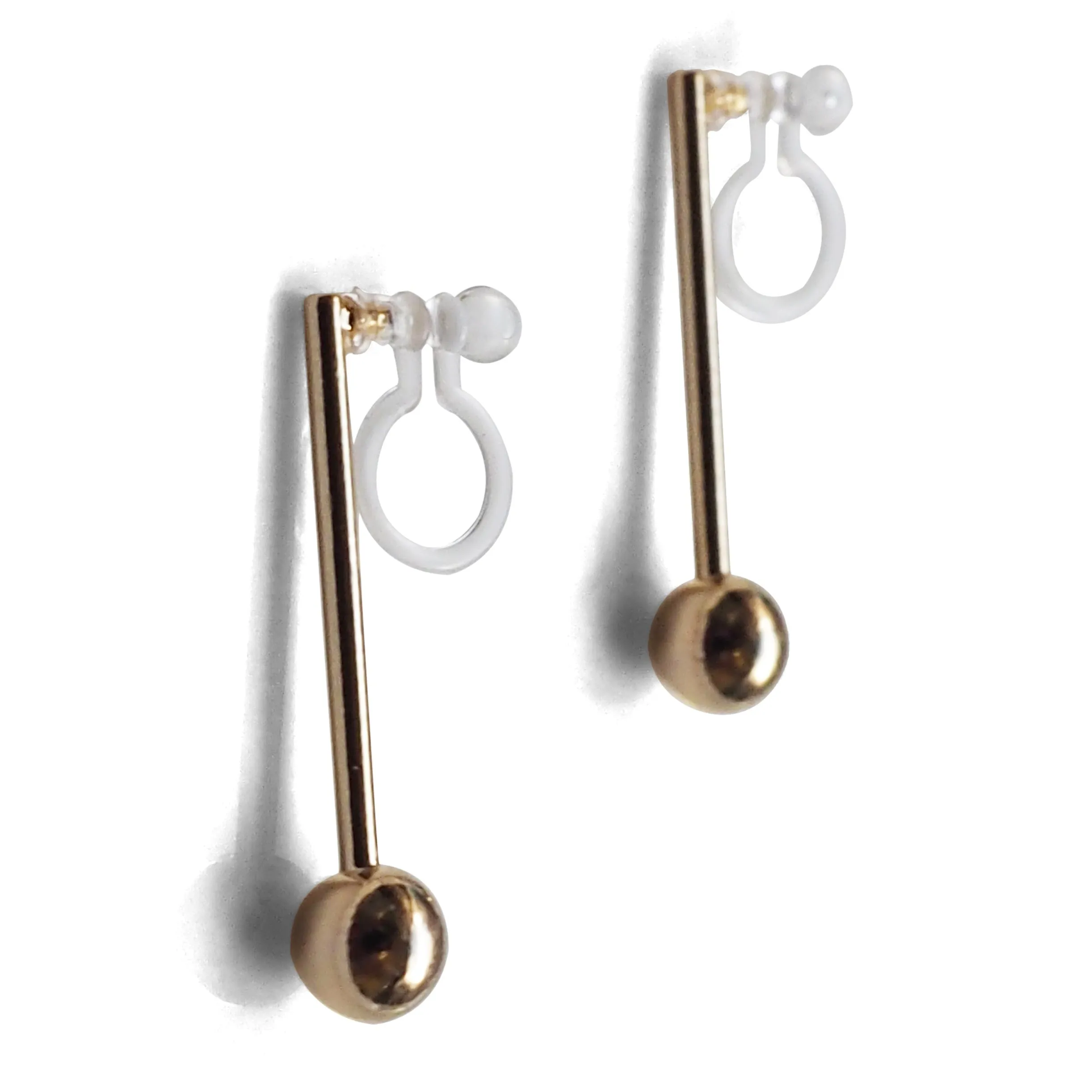 Ball invisible clip on stud earrings ( Gold tone )