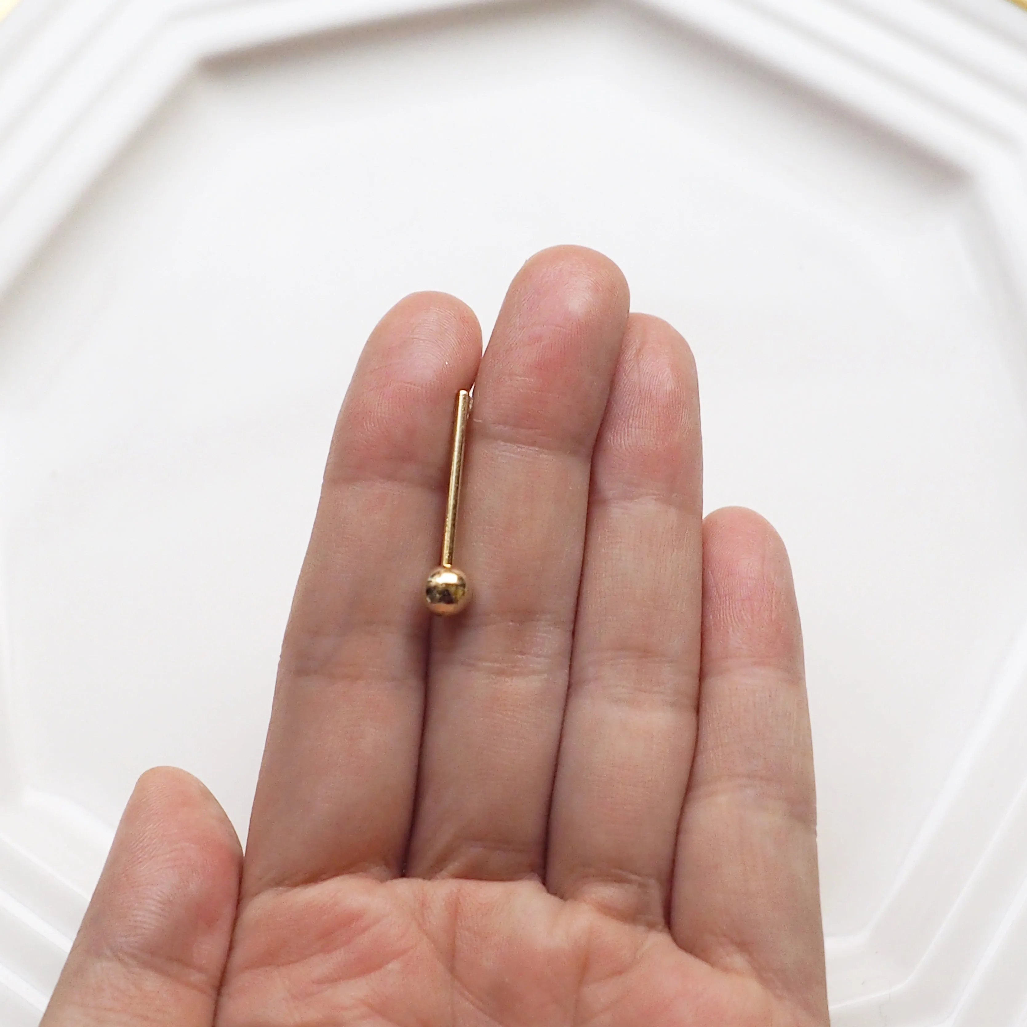 Ball invisible clip on stud earrings ( Gold tone )