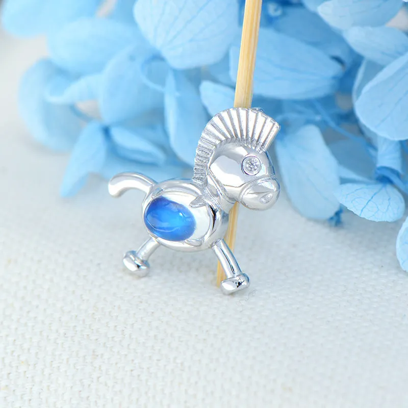 Cute Womens Sterling Silver Moonstone Pendant Necklace Birthstone Necklace For Women