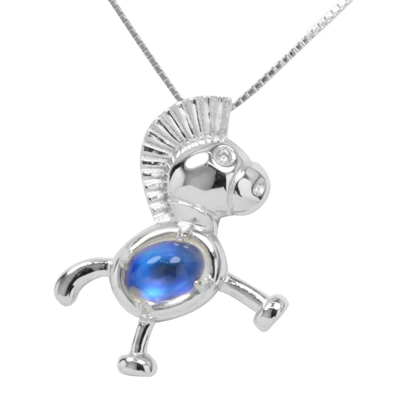 Cute Womens Sterling Silver Moonstone Pendant Necklace Birthstone Necklace For Women