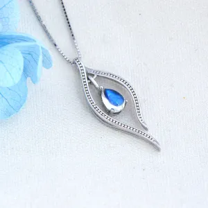 Elegant Ladies Blue Moonstone Sterling Silver Pendant Necklace For Women