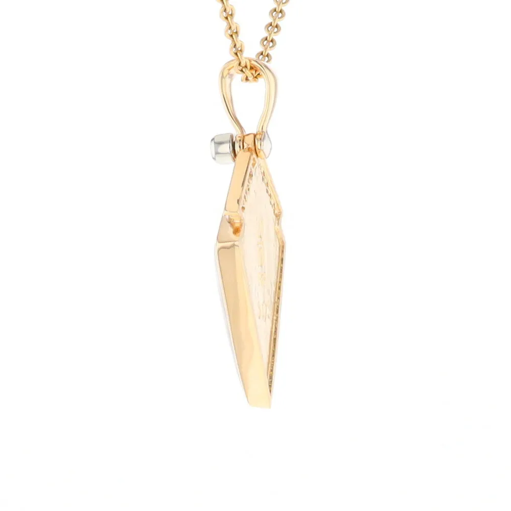 Gold Quartz Kite Shape Inlaid Pendant with 0.19ctw Diamonds (G2)