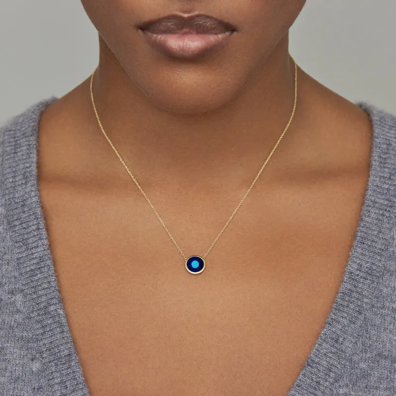 Mini Lapis Inlay Evil Eye Necklace